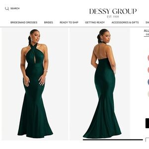 Cynthia & Sahar Criss Cross Open Back Stretch Satin Mermaid Evergreen Size XL